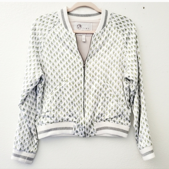 Anthropologie TINY Editions Amber Boho Floral Embroidered Bomber Jacket White SM - Picture 6 of 14
